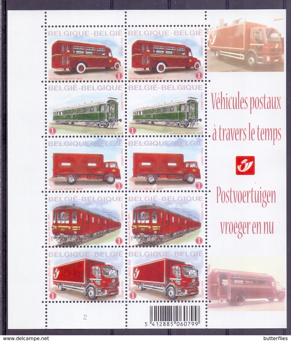 Belgie - 2010 - OBP - ** F4056/60  - PL 2 ** - Postvoertuigen Vroeger En Nu ** - Neufs