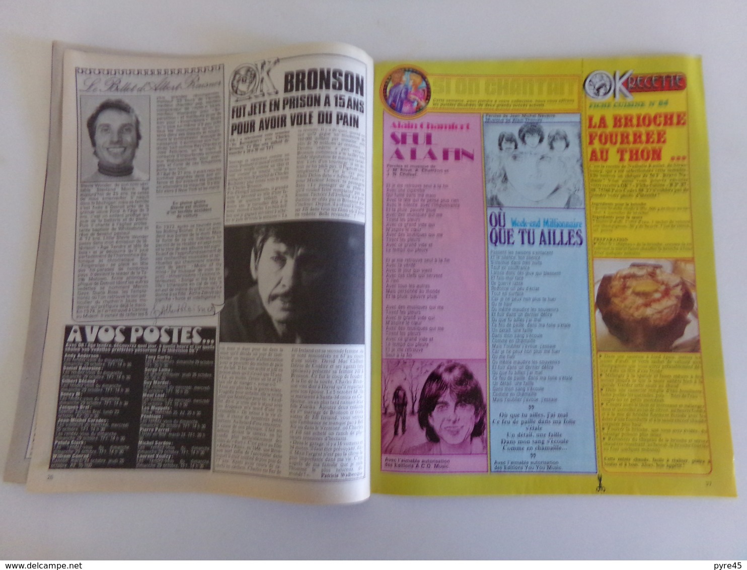 Magazine "Ok age tendre" n° 145, 1978 " Sardou, Ryan O'Neal, Miguel Bosé ... "