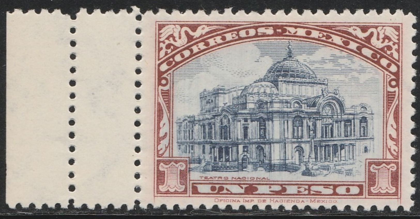 Mexico 1923 - Sc 649, 1peso - National Theater - MNH - Mexico