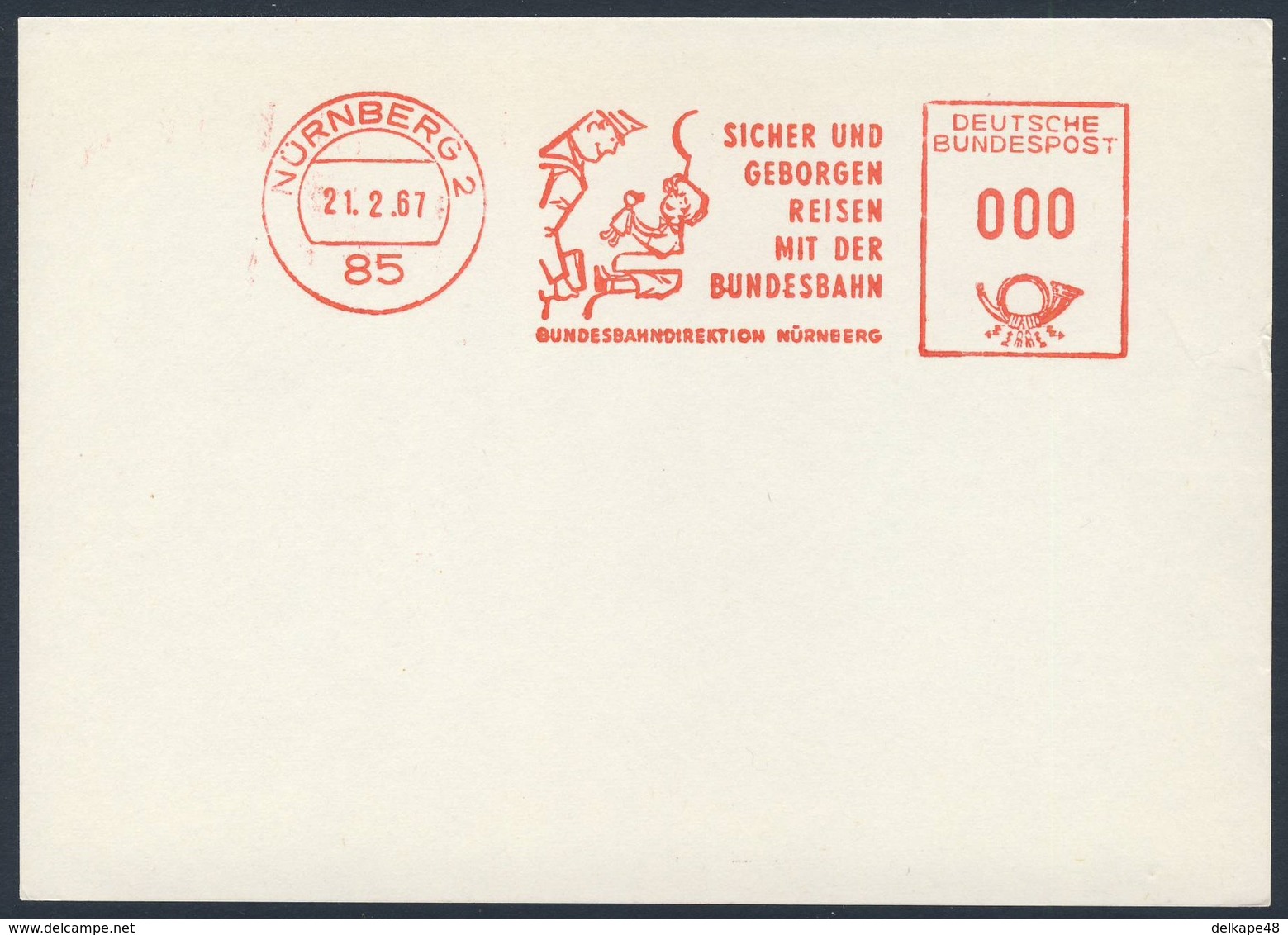 Deutschland Germany 1967 Adresband - Sicher Und Geborgen Reisen Mit Der Bundesbahn - Bundesbahndirektion Nürnberg - Treinen