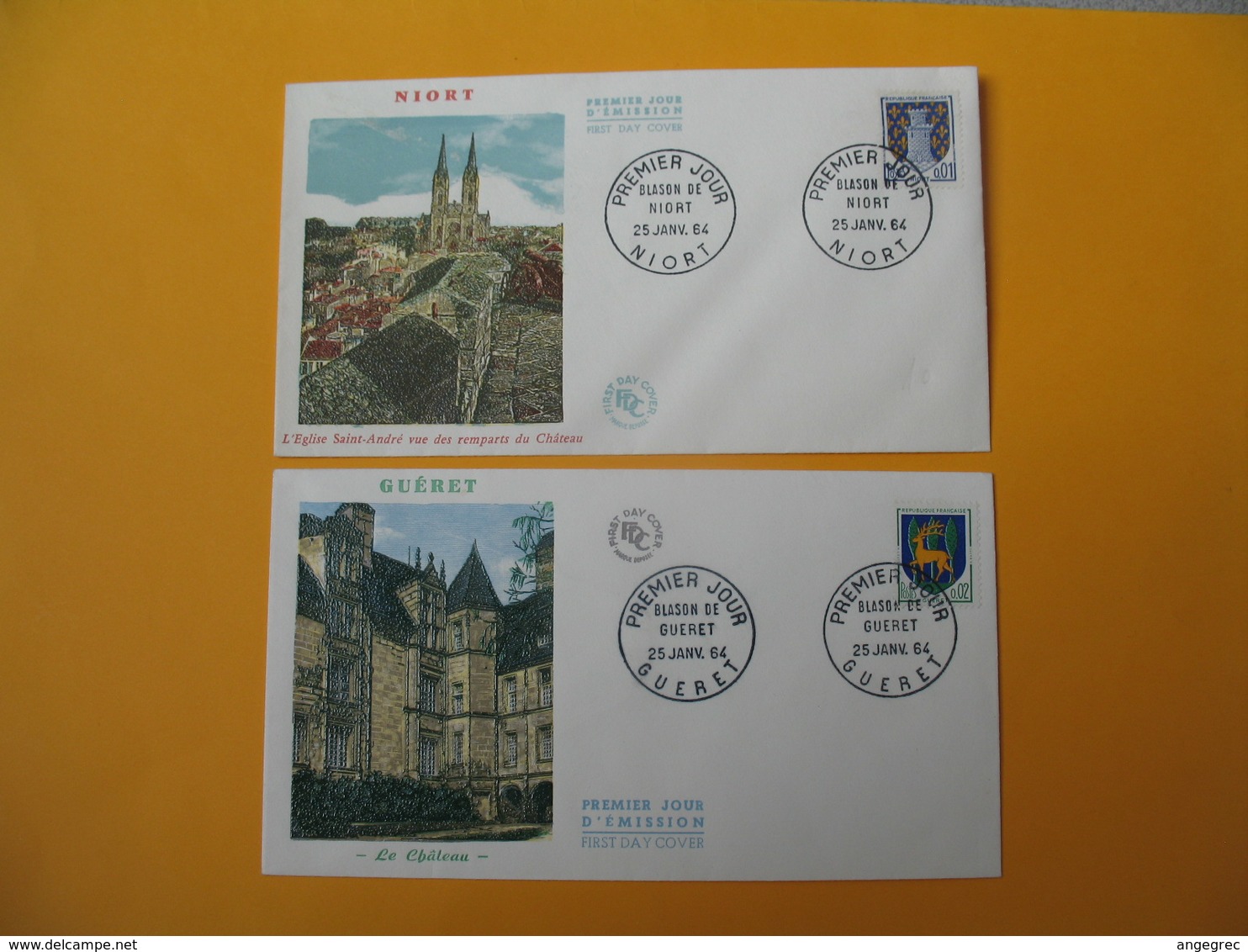 ​​​​​​​FDC 1964  France  N° 1351A Et 1351B  Armoiries De Villes - 1960-1969