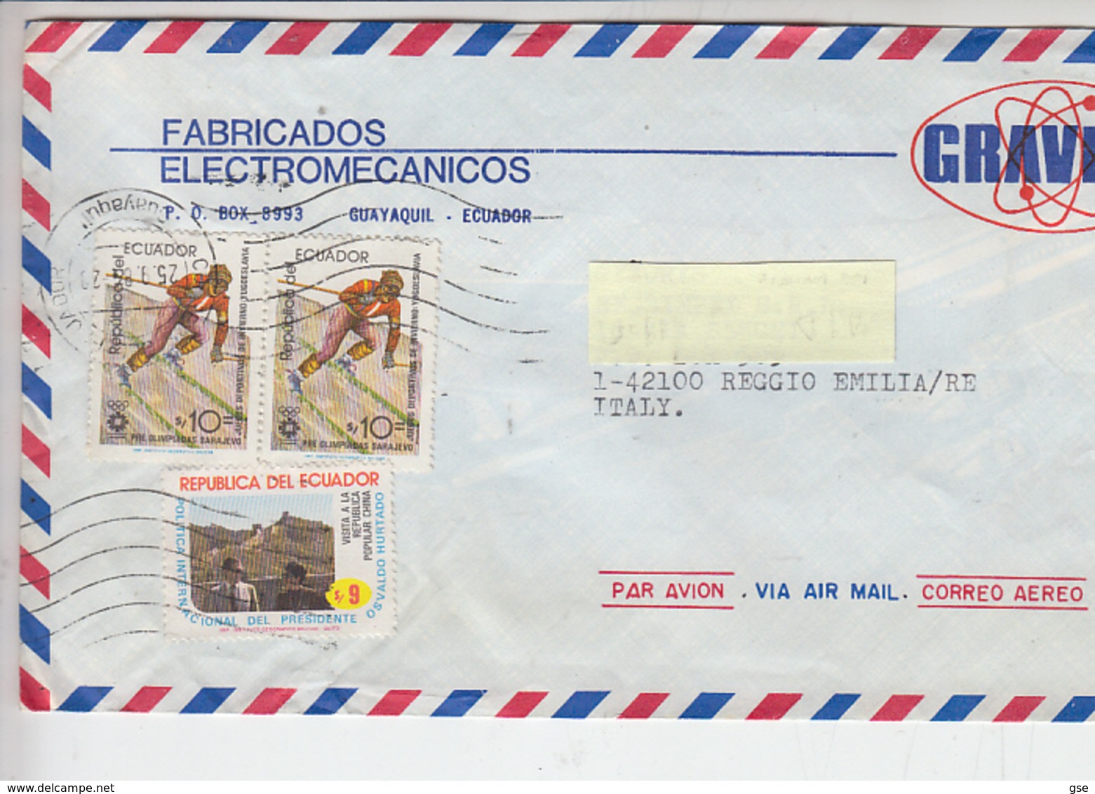 ECUADOR  1984 - Yvert  1042-1055 Sport - Sci) Air Mail To Italy - Ecuador