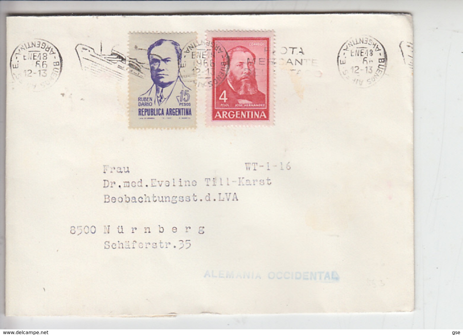 ARGENTINA 1966 - Yvert 724 (Dario) - 693 - Lettera Per Germany - Storia Postale