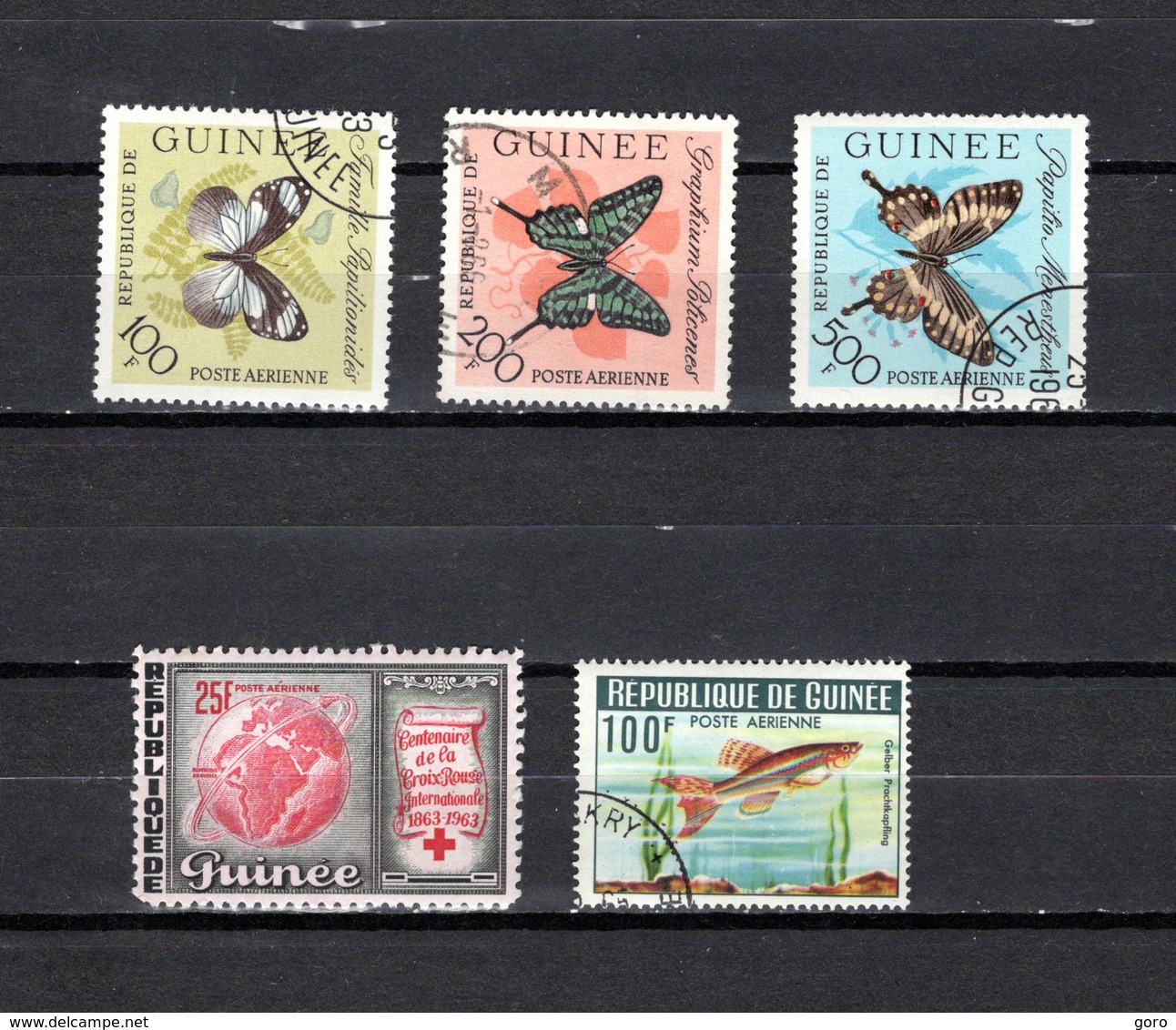 Guinea   1963-64  .-  Y&T  Nº   32/34-35-38   Aéreos - República De Guinea (1958-...)
