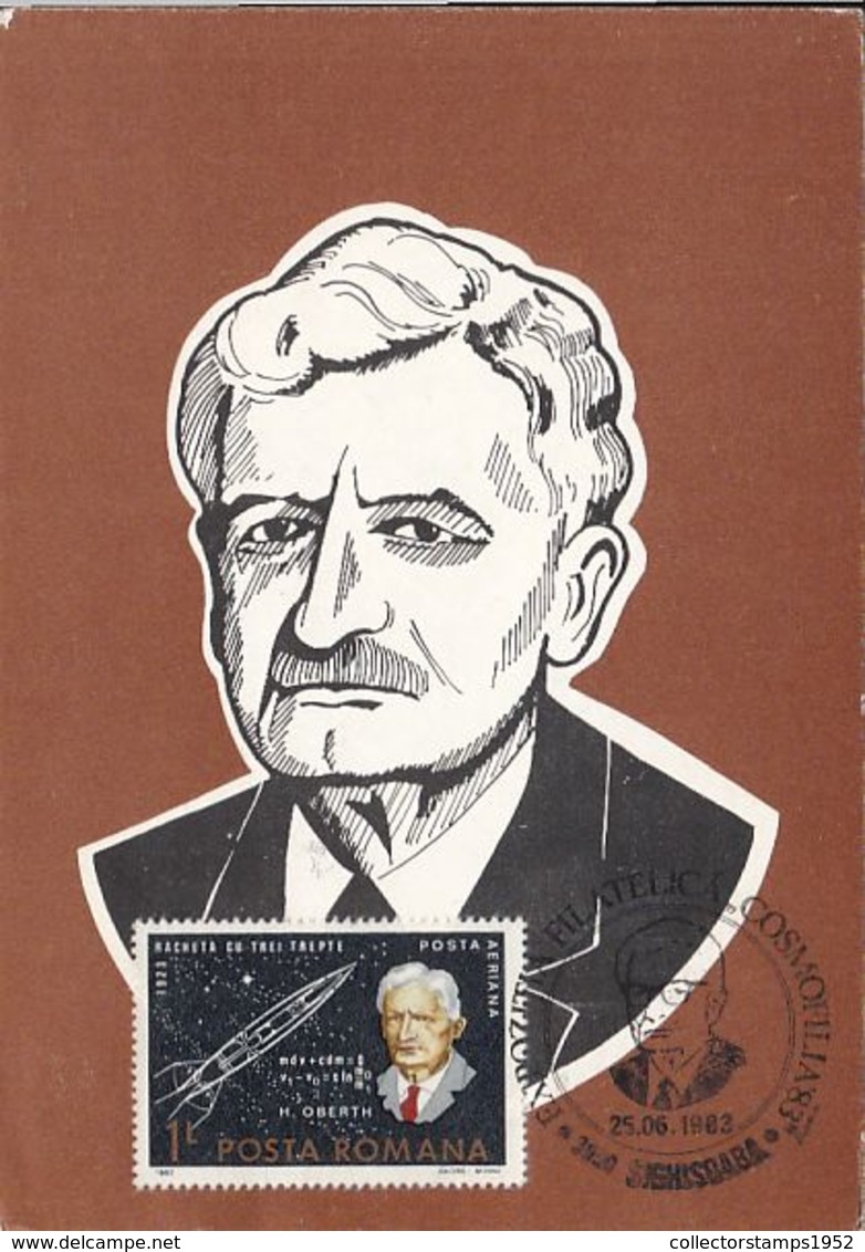 79272- HERMANN OBERTH, SCIENTIST, JET ENGINE, FAMOUS PEOPLE, MAXIMUM CARD, 1983, ROMANIA - Autres & Non Classés