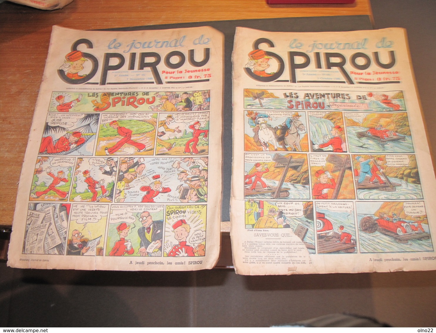 LE JOURNAL DE SPIROU - N°40 DU 03/10/1940 + N°45 DU 7/11/1940 - Spirou Magazine