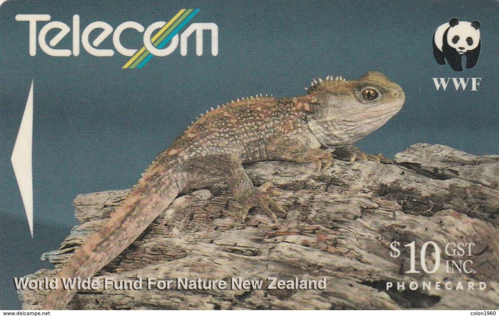 NUEVA ZELANDA. G-063C. FAUNA, WWF. Tuatara (Reverse B). "Telecom Centres". (039) - Otros & Sin Clasificación