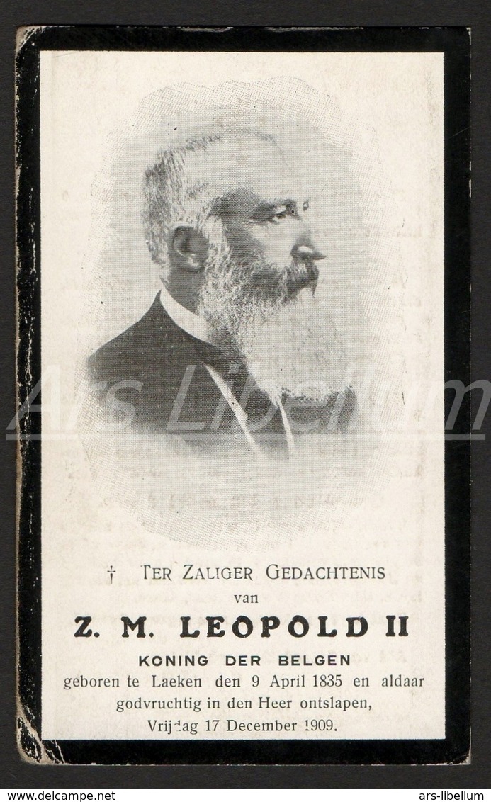 Doodsprentje / ROYALTY / Belgium / Belgique / België / Roi Leopold II / Koning Leopold II / 1909 / 2 Scans - Religion & Esotérisme