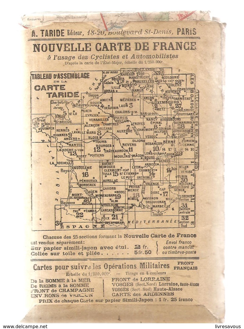 Carte TARIDE N°8 - Environs De Paris Section Sud Ouest  - Carte Taride Routière - Strassenkarten