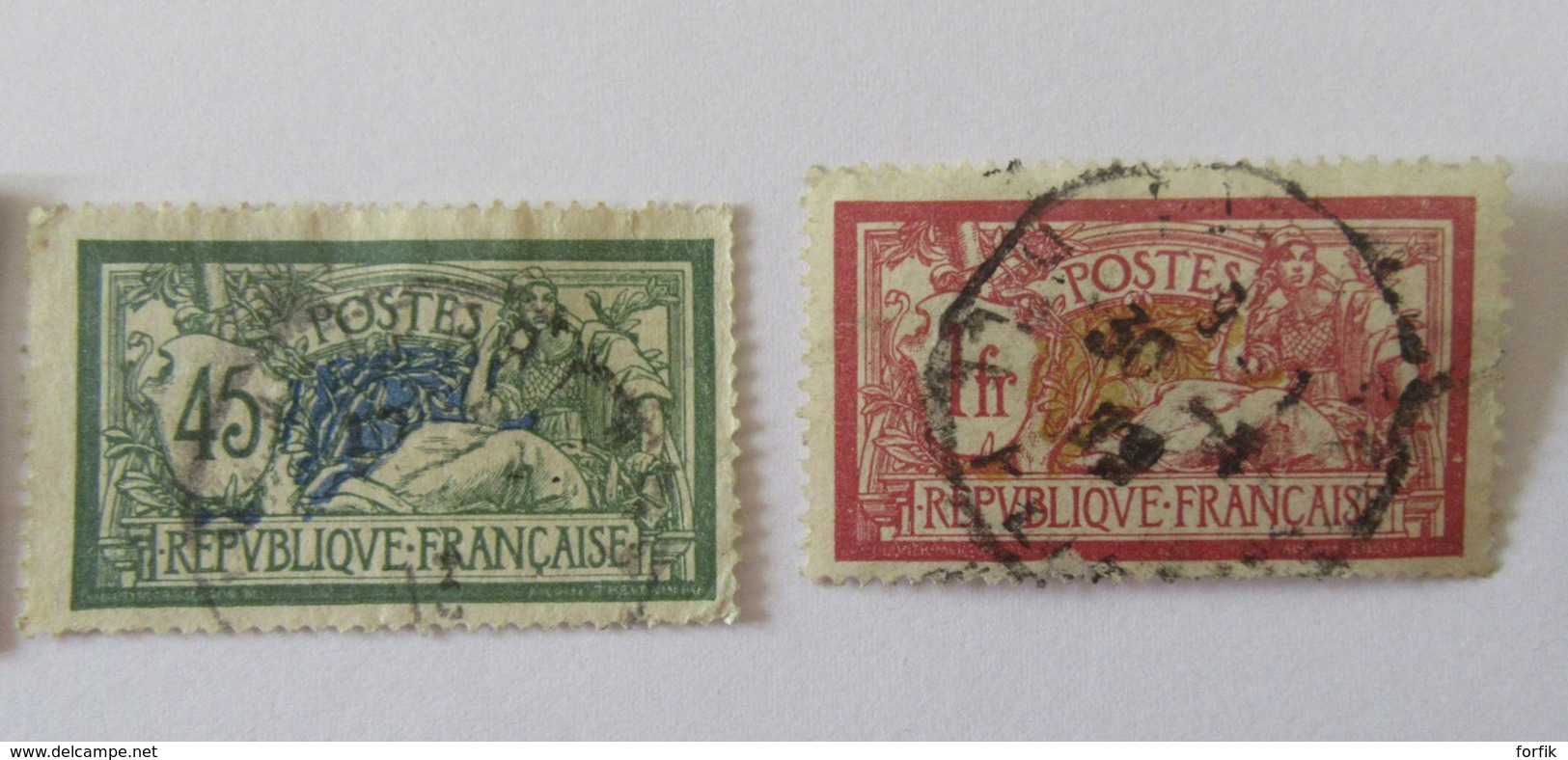 France - Période Classique et semi-moderne - Lot de timbres dont Sage, Merson, Croix-Rouge YT n°156 + taxe - Oblitérés