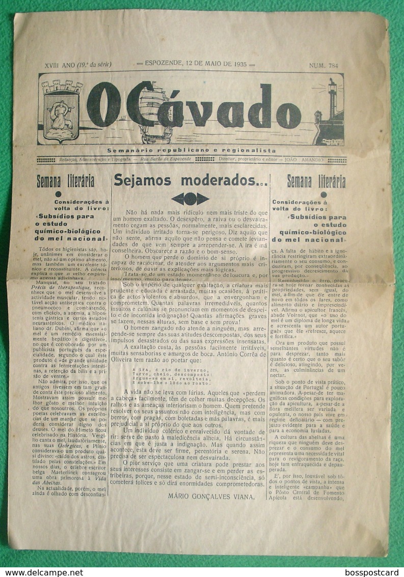 Esposende - Jornal O Cávado Nº 784 De 12 De Maio De 1935. Braga. - Allgemeine Literatur