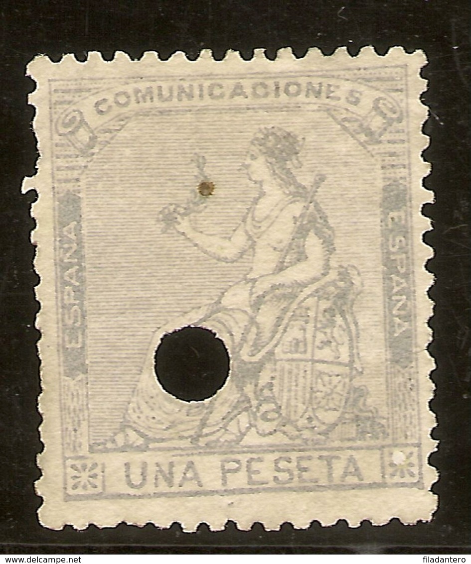 España Edifil 138T  1 Peseta Lila  Telégrafos  Corona Y Alegoría 1873  NL227 - Nuovi