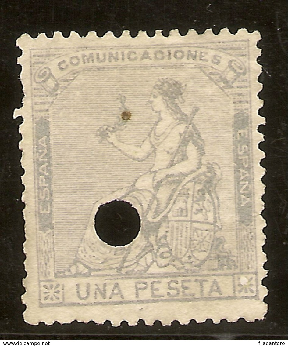 España Edifil 138T  1 Peseta Lila  Telégrafos  Corona Y Alegoría 1873  NL227 - Nuevos