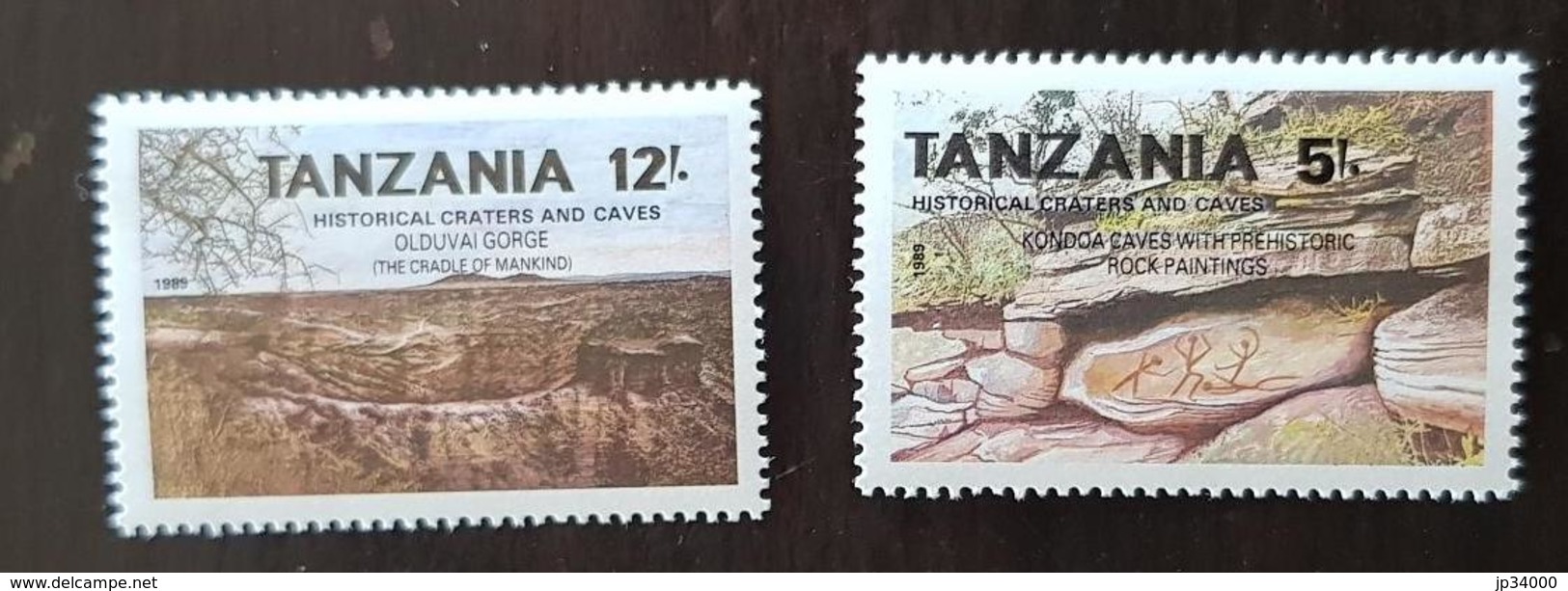 TANZANIE Animaux Prehistoriques, Prehistoire. Peinture Rupestre, Grottes. 2 Valeurs Emises En 1995 **  MNH - Vor- Und Frühgeschichte