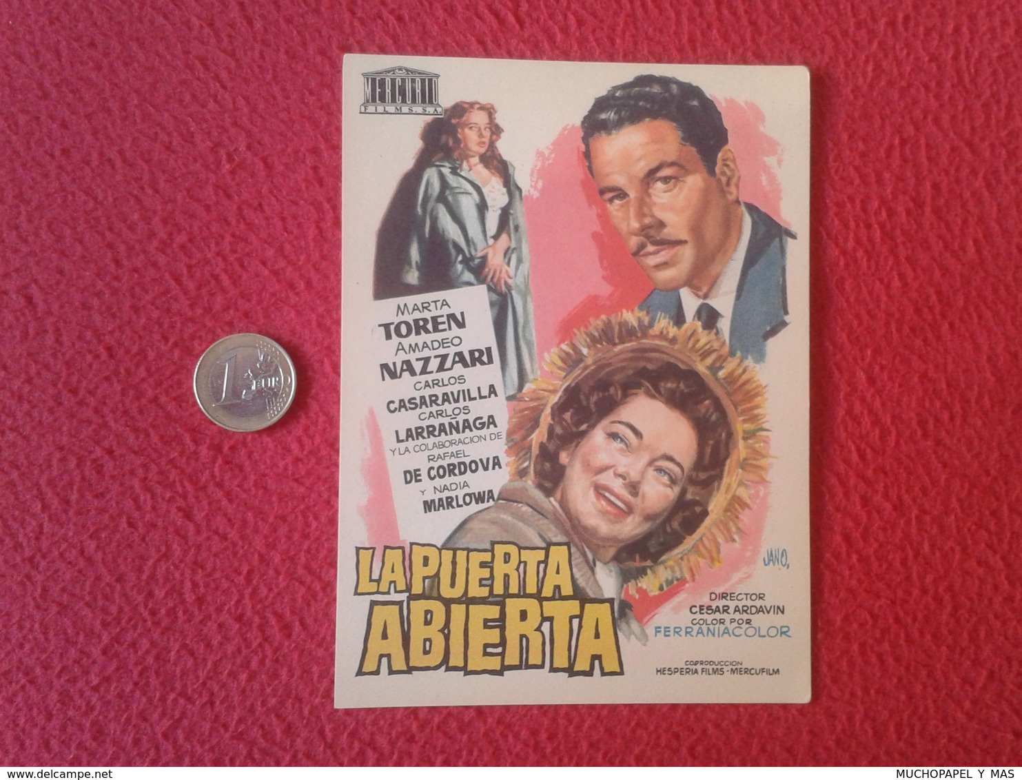 SPAIN ANTIGUO PROGRAMA DE CINE FOLLETO MANO CINEMA PROGRAM PROGRAMME FILM PELÍCULA LA PUERTA ABIERTA MARTA TOREN VER - Publicidad