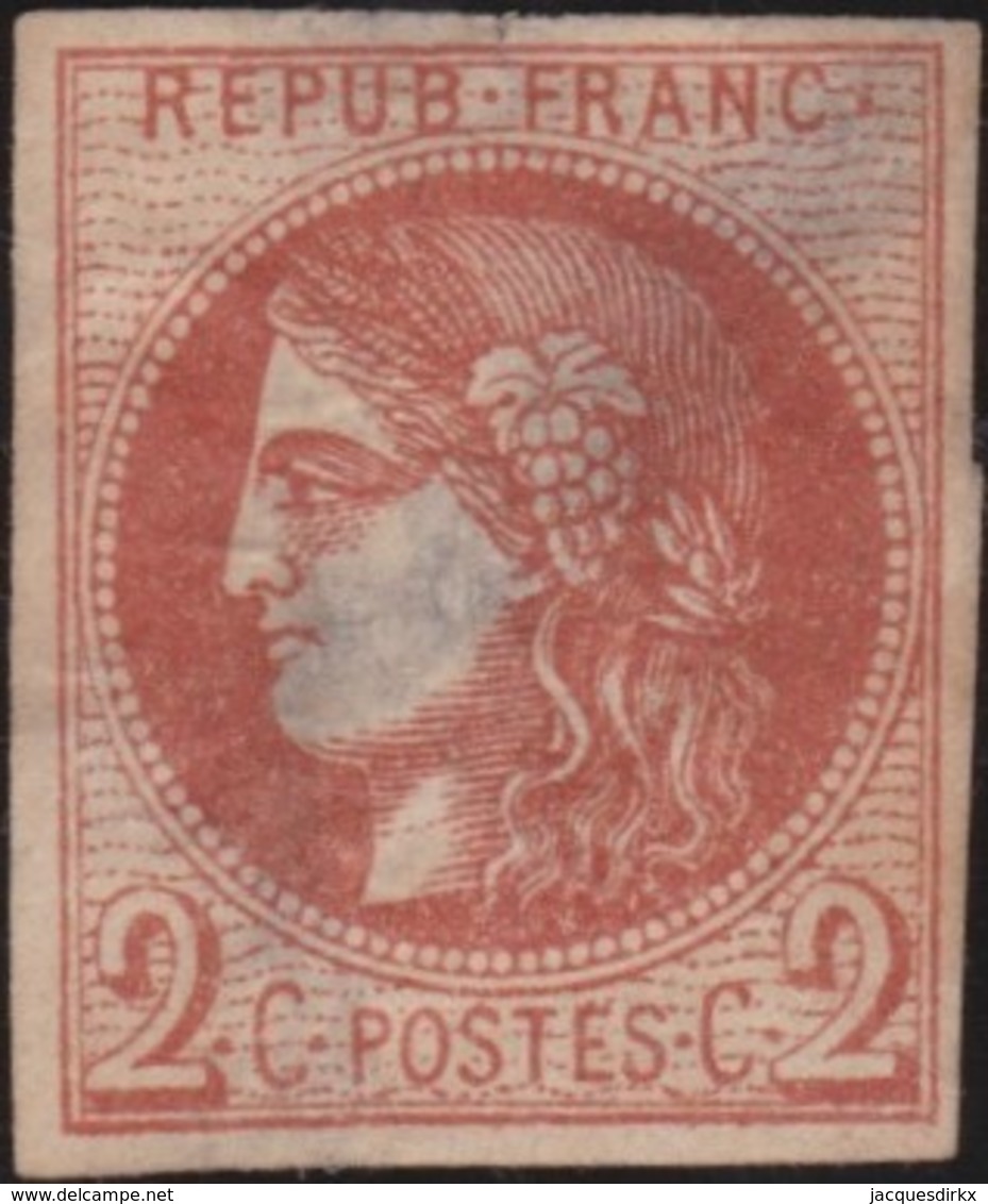 France   .    Yvert  .       40B  (2 Scans)  Aminci   .     (*)     .      Pas De Gomme    .   /   .     No Gum - 1870 Bordeaux Printing