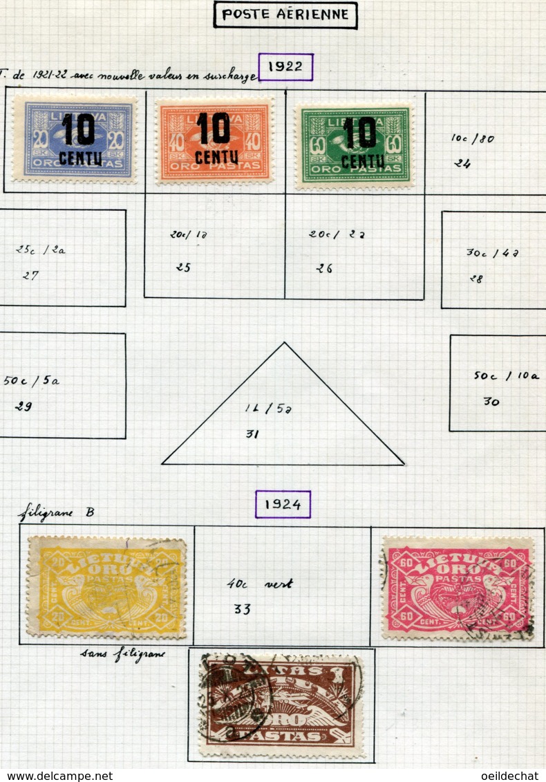 13139 LITUANIE Collection Vendue Par Page  PA 21/3, 32, 34/5  */ °   1922-24   B/TB - Lithuania