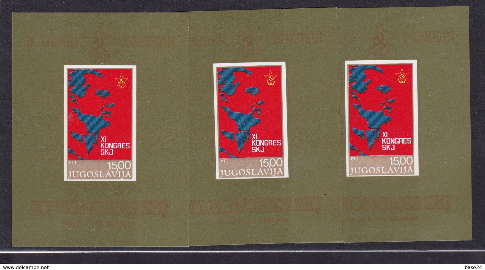 1978 Jugoslavia Yugoslavia 11° CONGRESSO SKJ 3 Foglietti (bf 18) MNH** 3 Minisheets - Blocchi & Foglietti