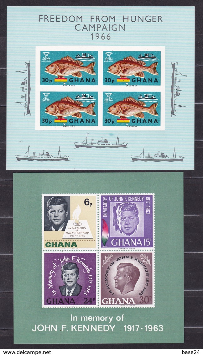 1966 Ghana 2 FOGLIETTI (19/20) MNH** 2 Souv. Sheets - Ghana (1957-...)