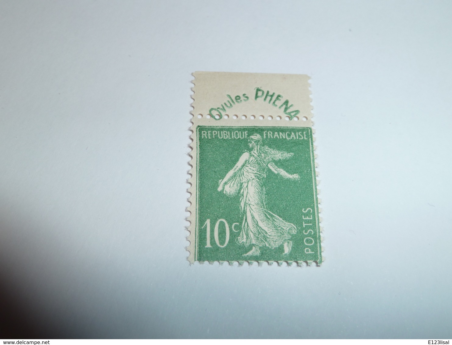 Publicité "Ovules PHENA" Sur TYPE SEMEUSE FOND PLEIN 10c Vert YT N° 188 (1924-1926) - Sonstige & Ohne Zuordnung