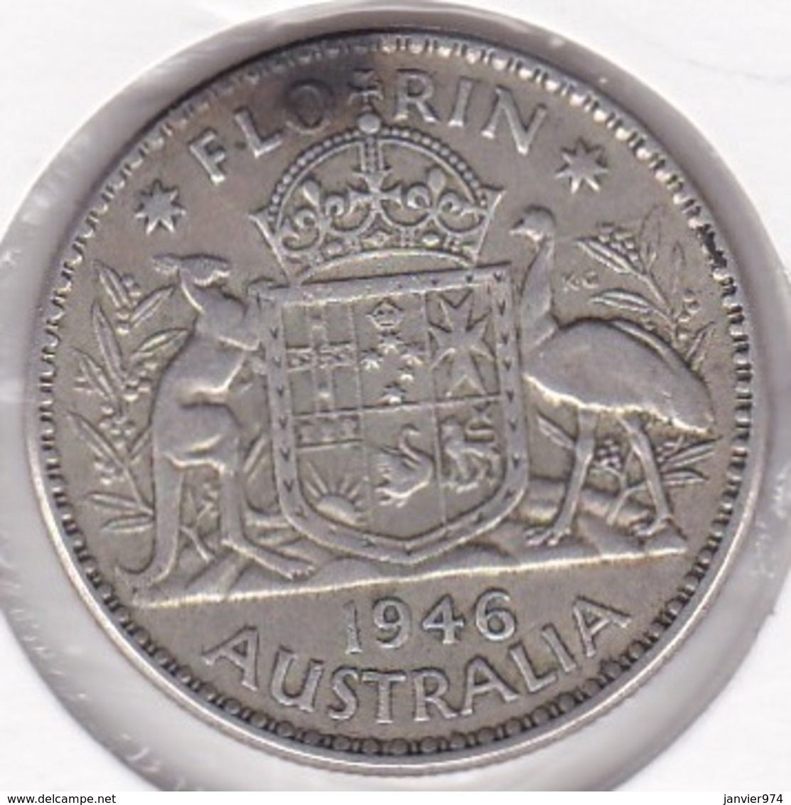 Australie, 1 Florin 1946 Melbourne, George VI, En Argent, KM# 40a - Florin