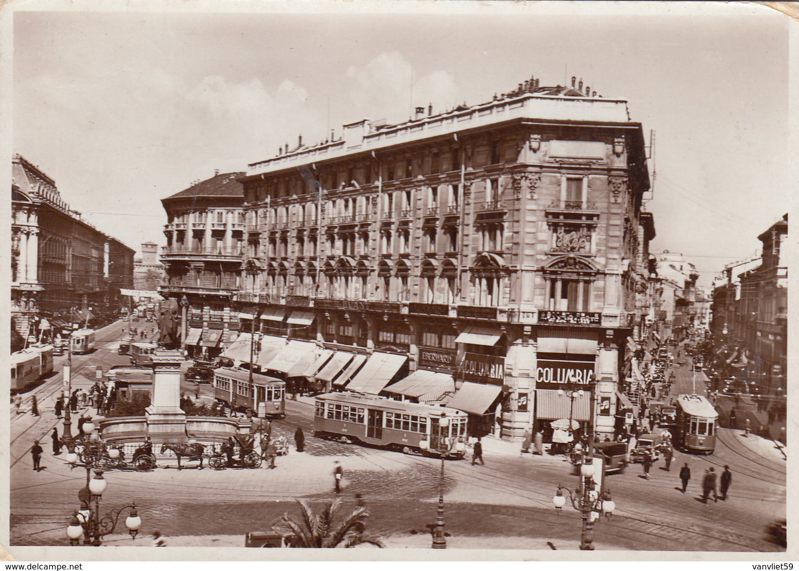 MILANO-PIAZZA CORDUSIO-TRAM-CARTOLINA VERA FOTOGRAFIA VIAGGIATA IL 23-6-1937 - Milano (Milan)