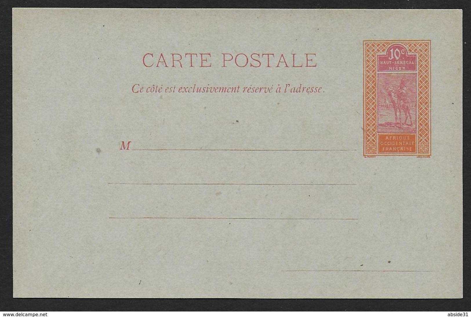 Haut Sénégal Et Niger - Entier Postal 10 C  Targui - Covers & Documents