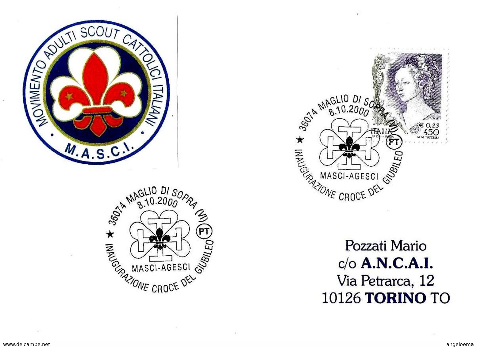 ITALIA - 2000 MAGLIO DI SOPRA (VI) Inauguraz. Croce Del Giubileo MASCI-AGESCI Scout - 1167 - Storia Postale