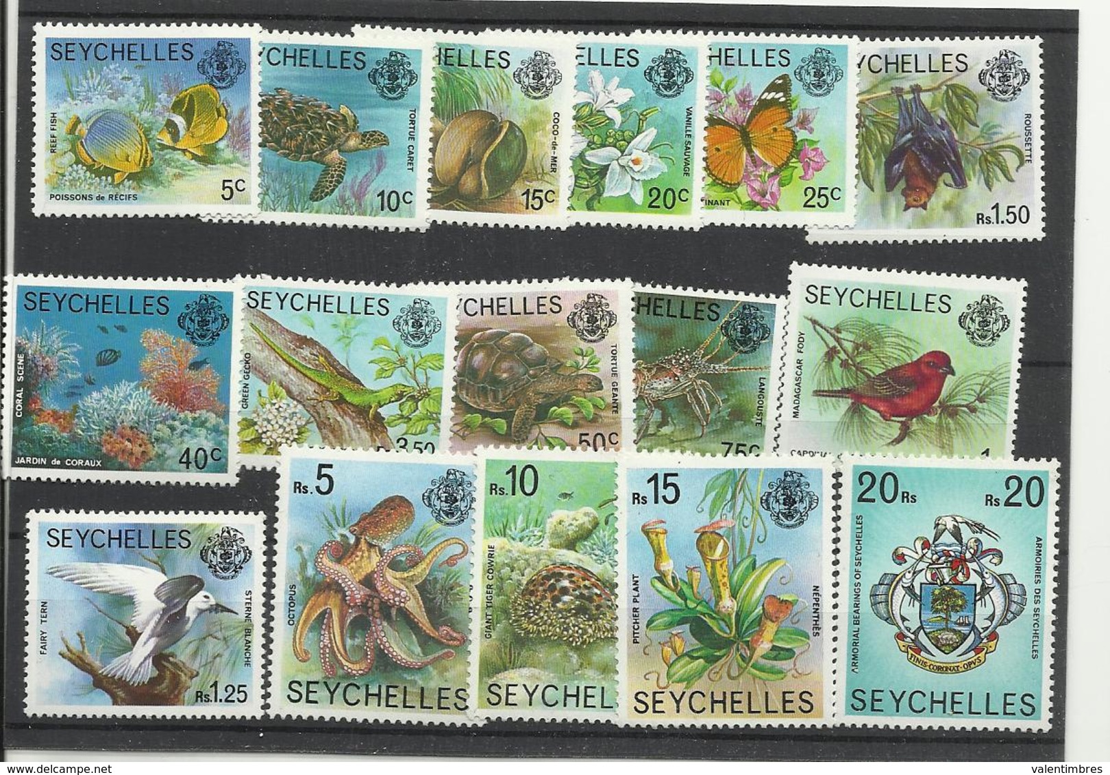 Seychelles YT ** 372/87 Oiseau Flore Tortues Papillon Faune Soumarine - Seychelles (1976-...)