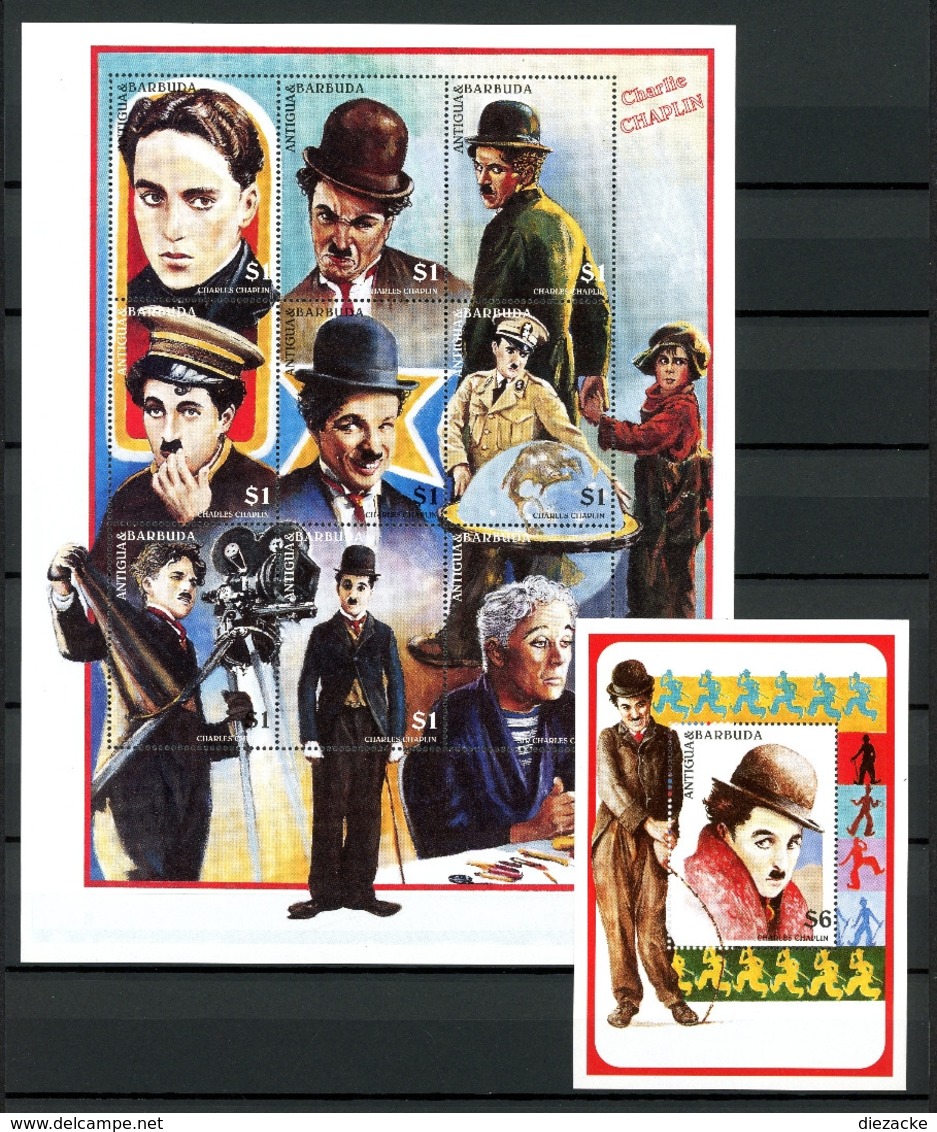 Antigua + Barbuda MiNr. 2451-9 + Bl 358 Postfrisch MNH Charlie Chaplin (GF14345 - Antigua Und Barbuda (1981-...)