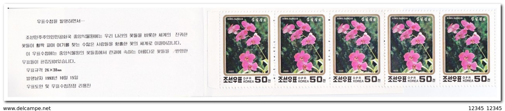 Noord Korea 1993, postfris MNH, flowers, orchids  ( 5 booklets, carnets )