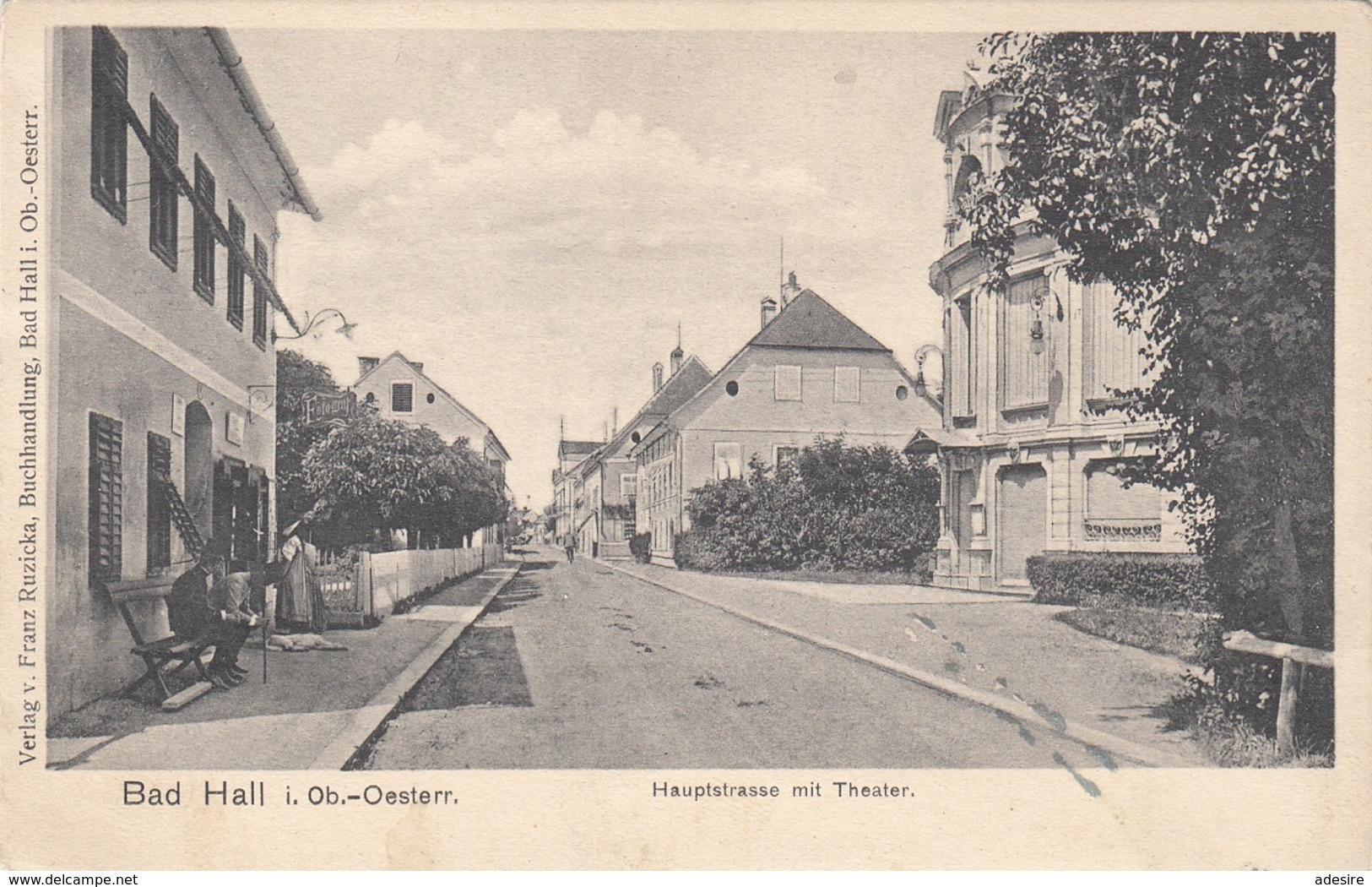 BAD HALL (OÖ) - Hauptstrasse Mit Theater, Strassenansicht, Karte Um 1905, Gute Erhaltung - Bad Hall