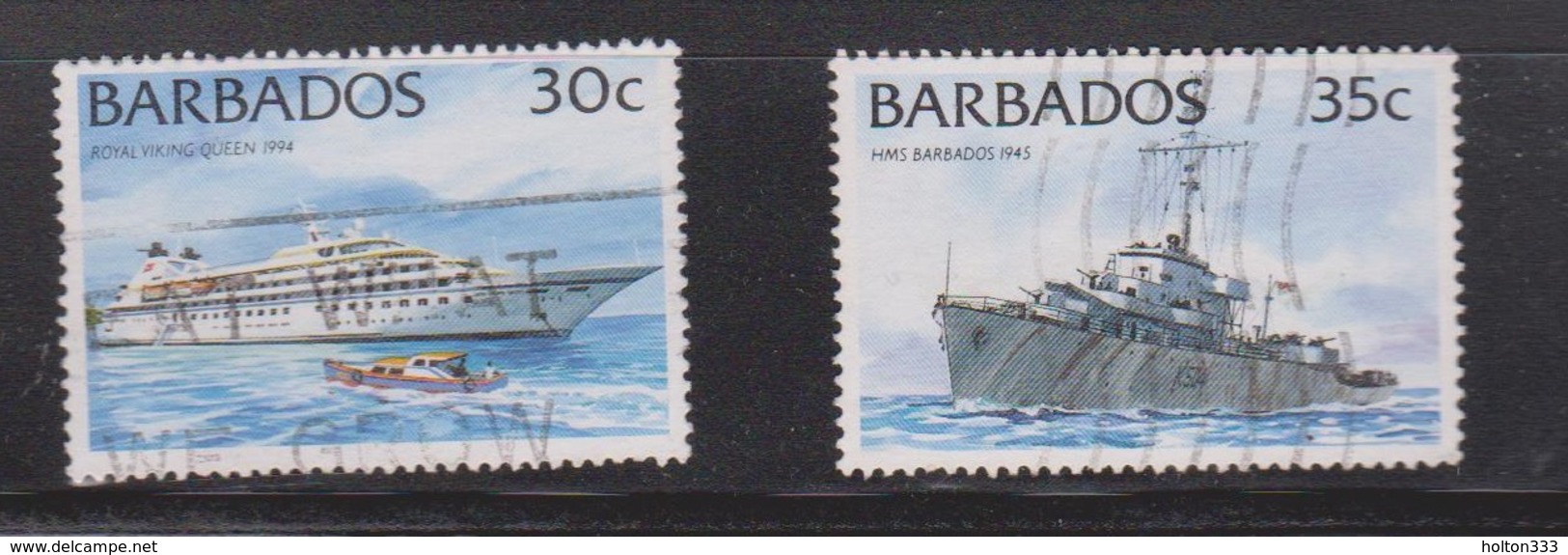 BARBADOS Scott # 875-6 Used - Ships - Barbades (1966-...)