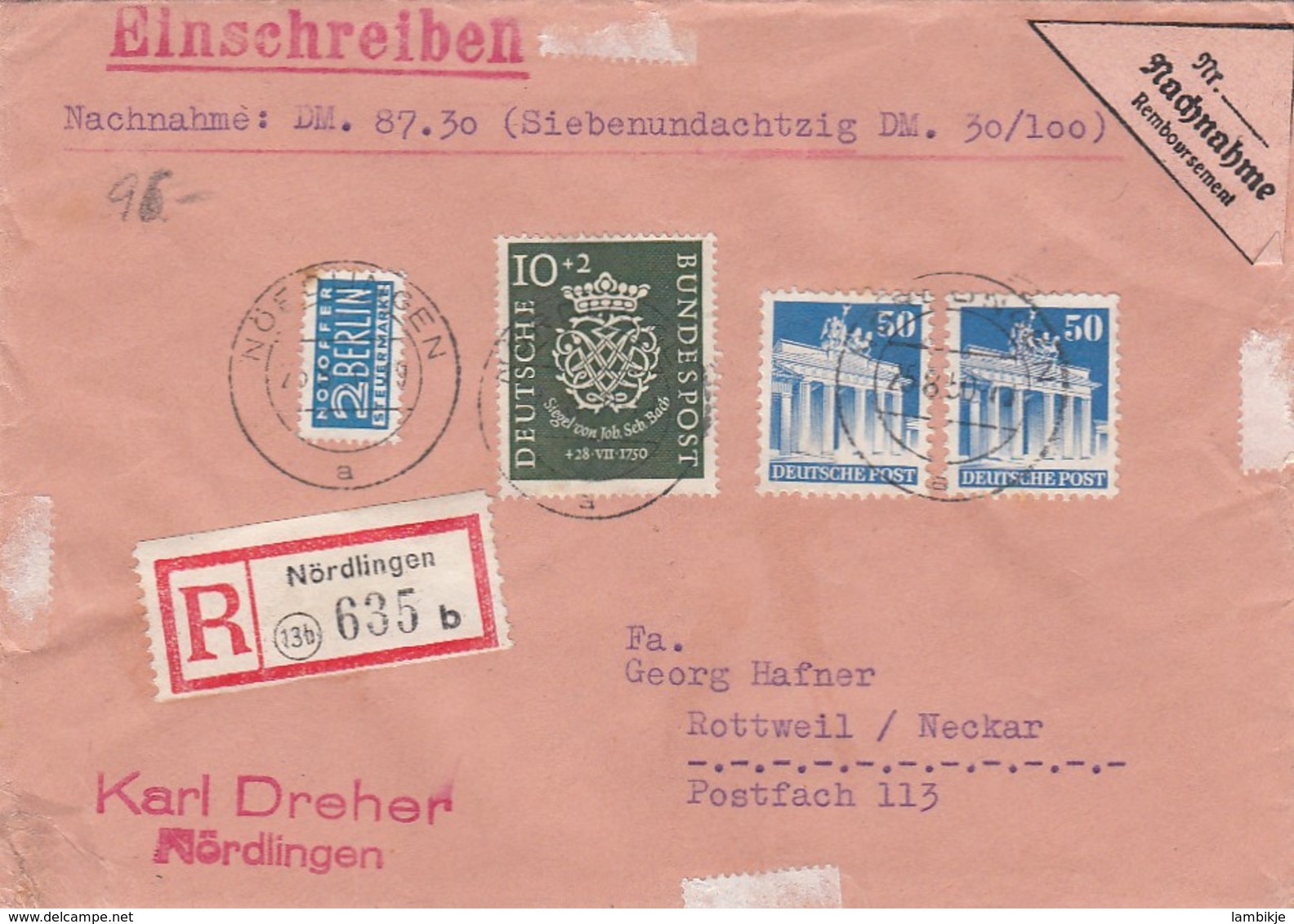 Bund R Brief 1950 - Gebraucht