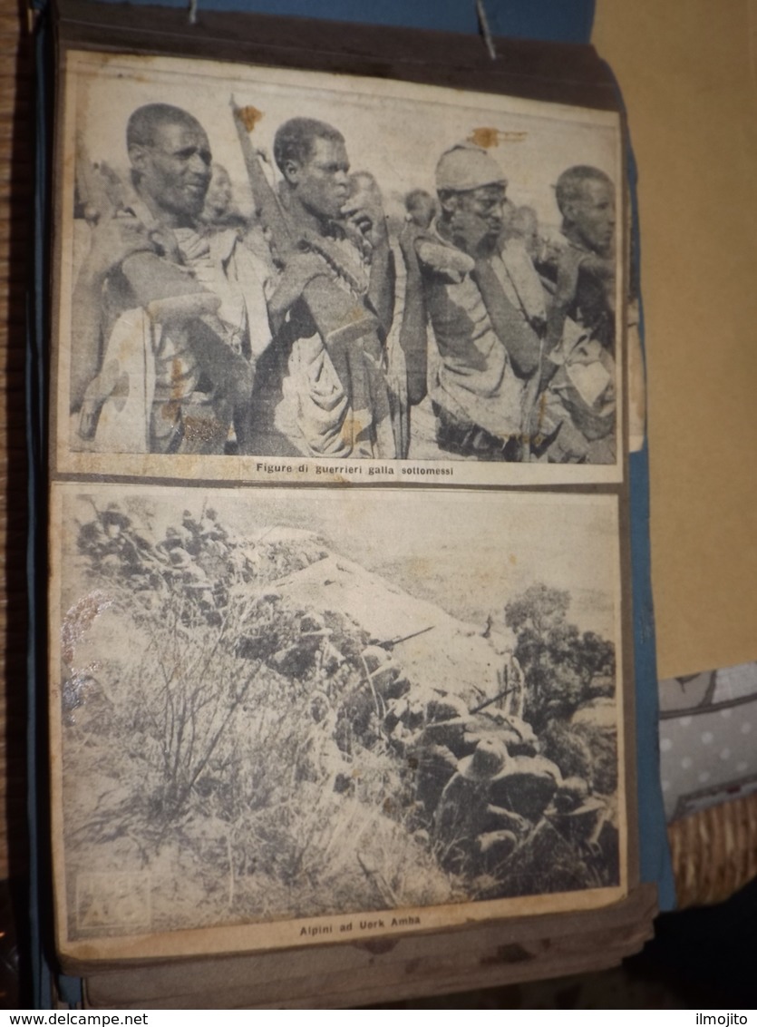 ALBUM CON 150 RITAGLI DI GIORNALE DELLA SECONDA GUERRA MONDIALE IN AFRICA ORIENTALE COLONIALE