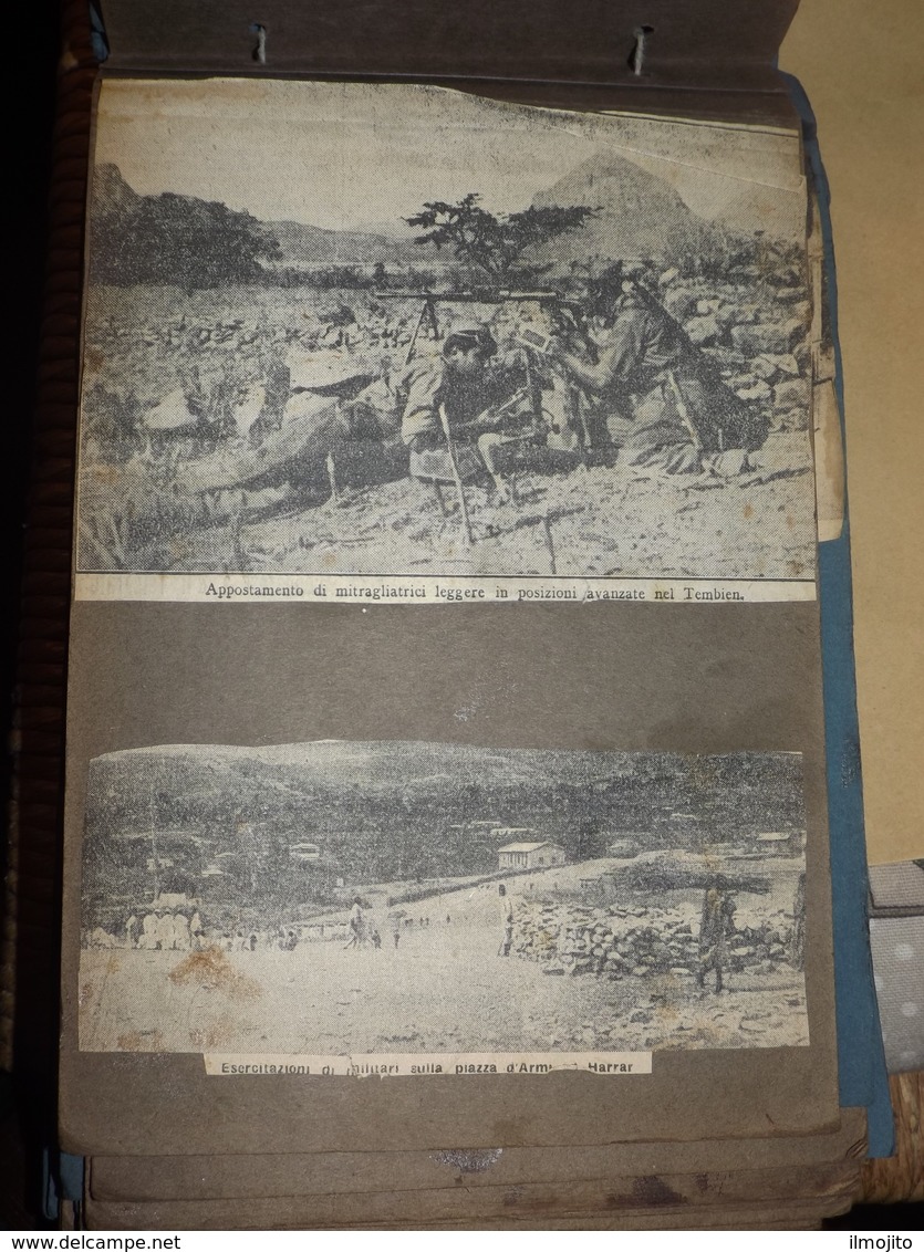 ALBUM CON 150 RITAGLI DI GIORNALE DELLA SECONDA GUERRA MONDIALE IN AFRICA ORIENTALE COLONIALE