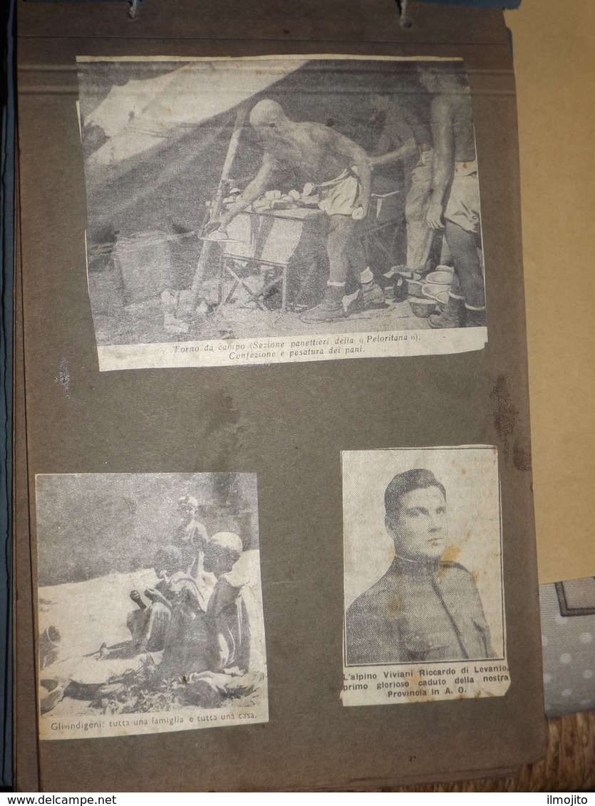 ALBUM CON 150 RITAGLI DI GIORNALE DELLA SECONDA GUERRA MONDIALE IN AFRICA ORIENTALE COLONIALE