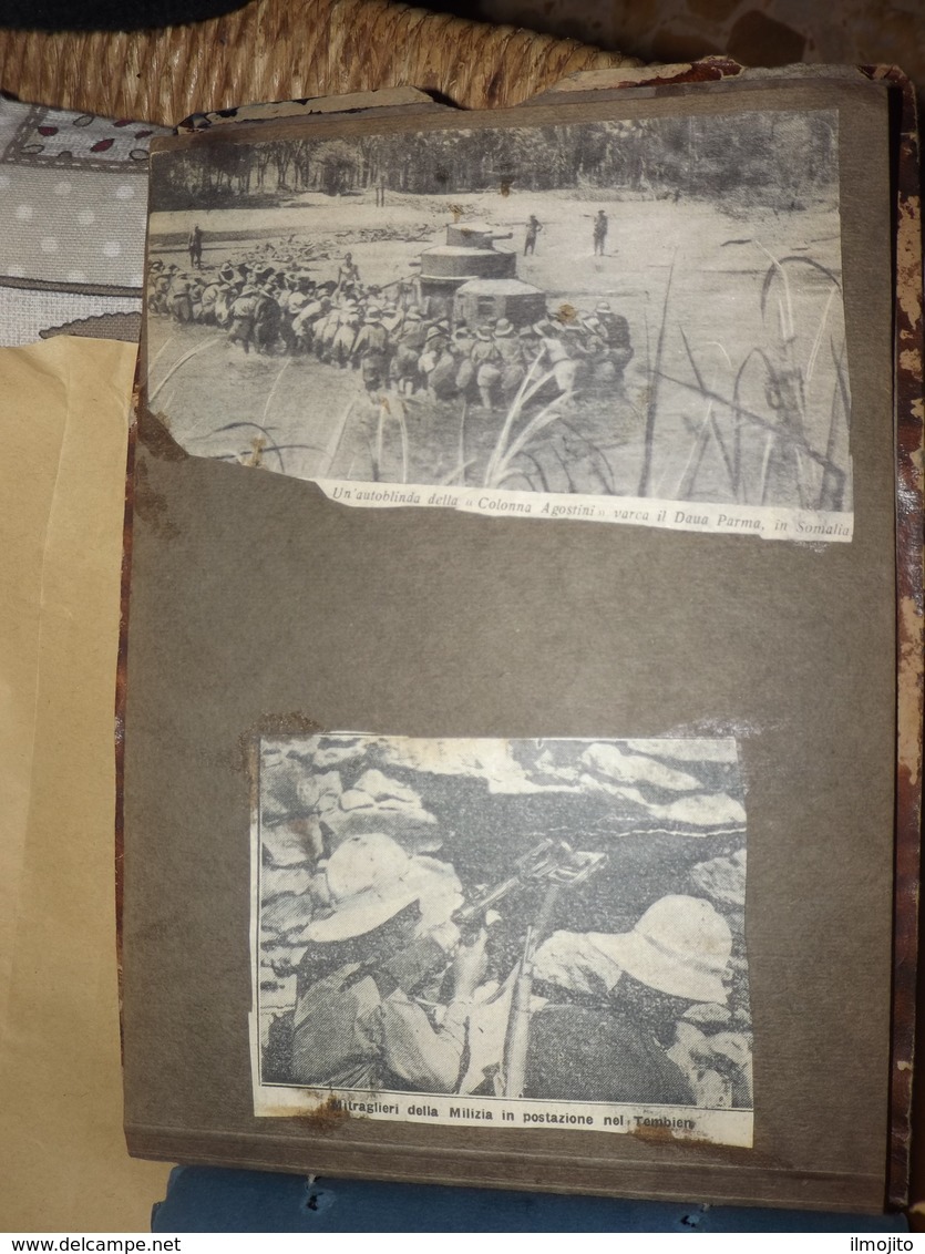 ALBUM CON 150 RITAGLI DI GIORNALE DELLA SECONDA GUERRA MONDIALE IN AFRICA ORIENTALE COLONIALE