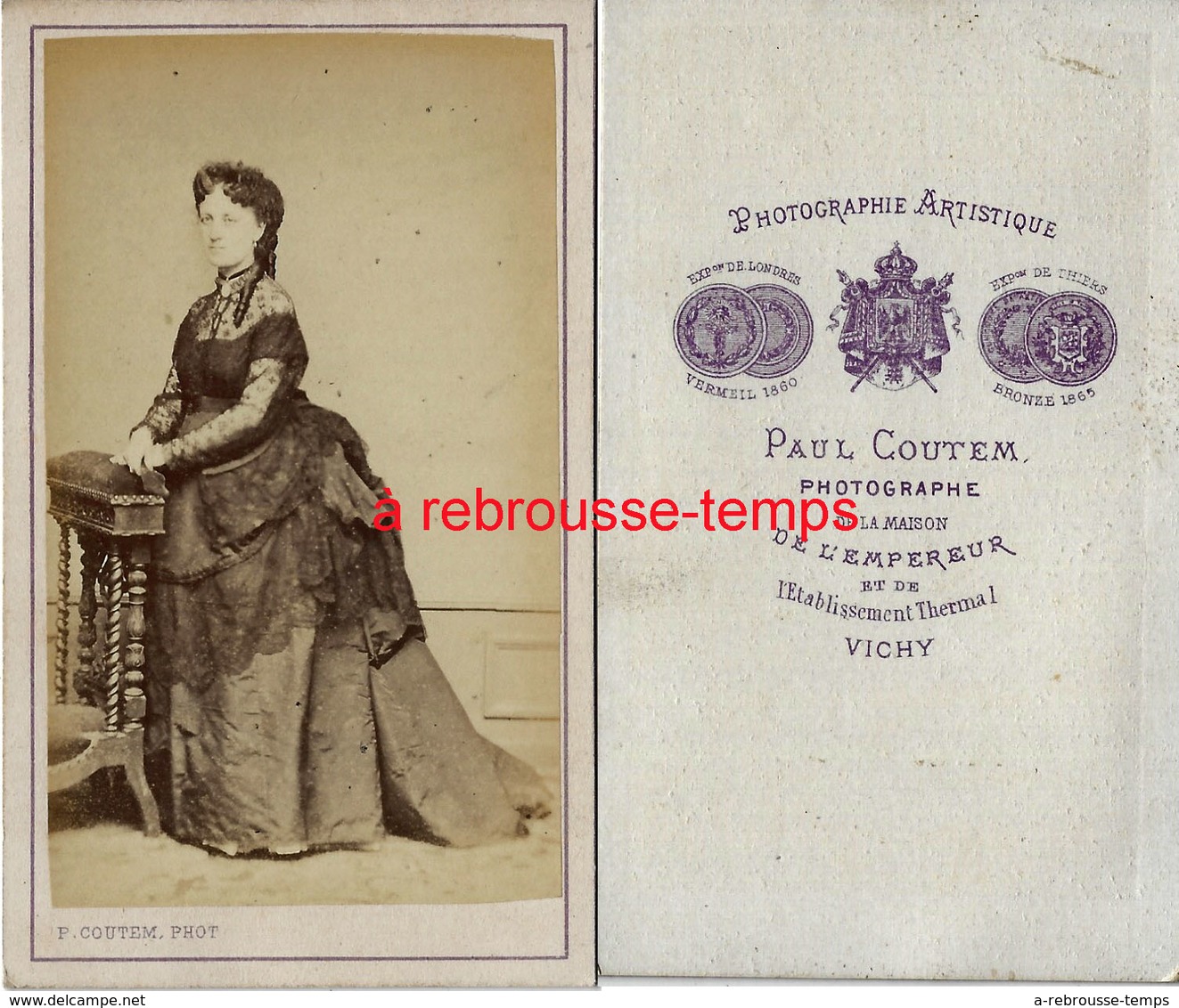 CDV Mode Second Empire-femme Haute Société-photo Paul Coutem De La Maison De L'empereur Napoléon III-Vichy - Anciennes (Av. 1900)