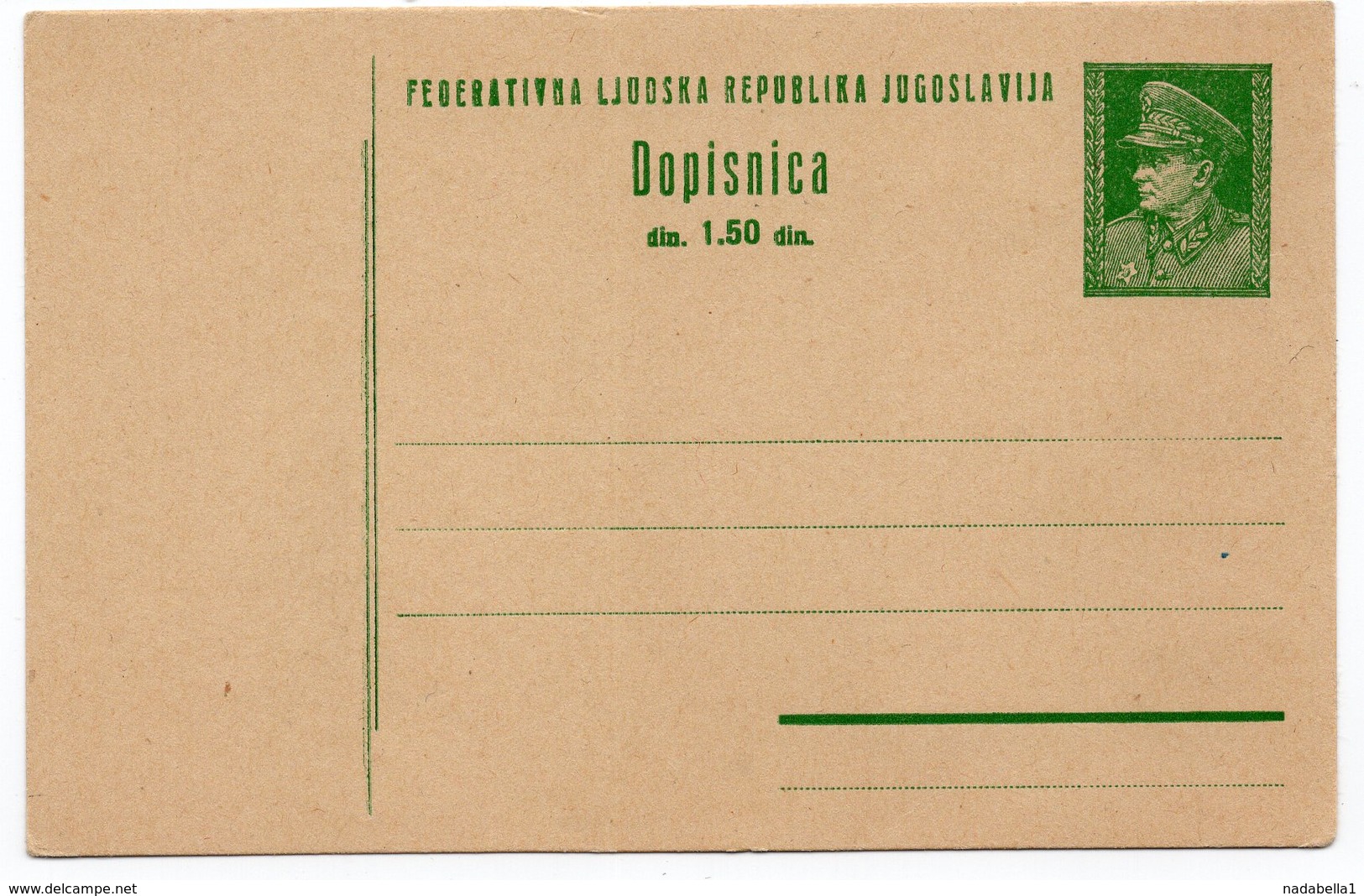 1947 YUGOSLAVIA, TITO, POSTAL STATIONERY, NOT USED - Postal Stationery