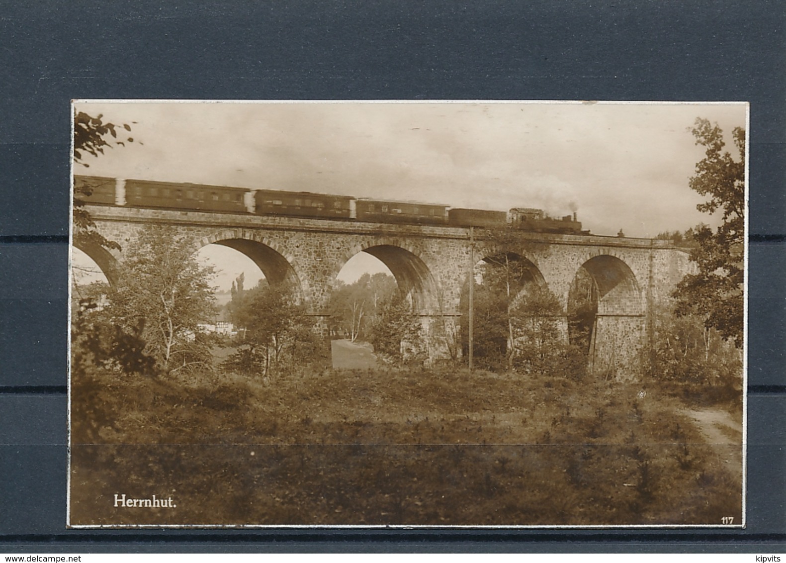 Mi 404 Solo Photo Postcard / Viaduct Viadukt Train Railway - 13 June 1927 Herrnhut Gelaufen Posted To Denmark - Covers & Documents