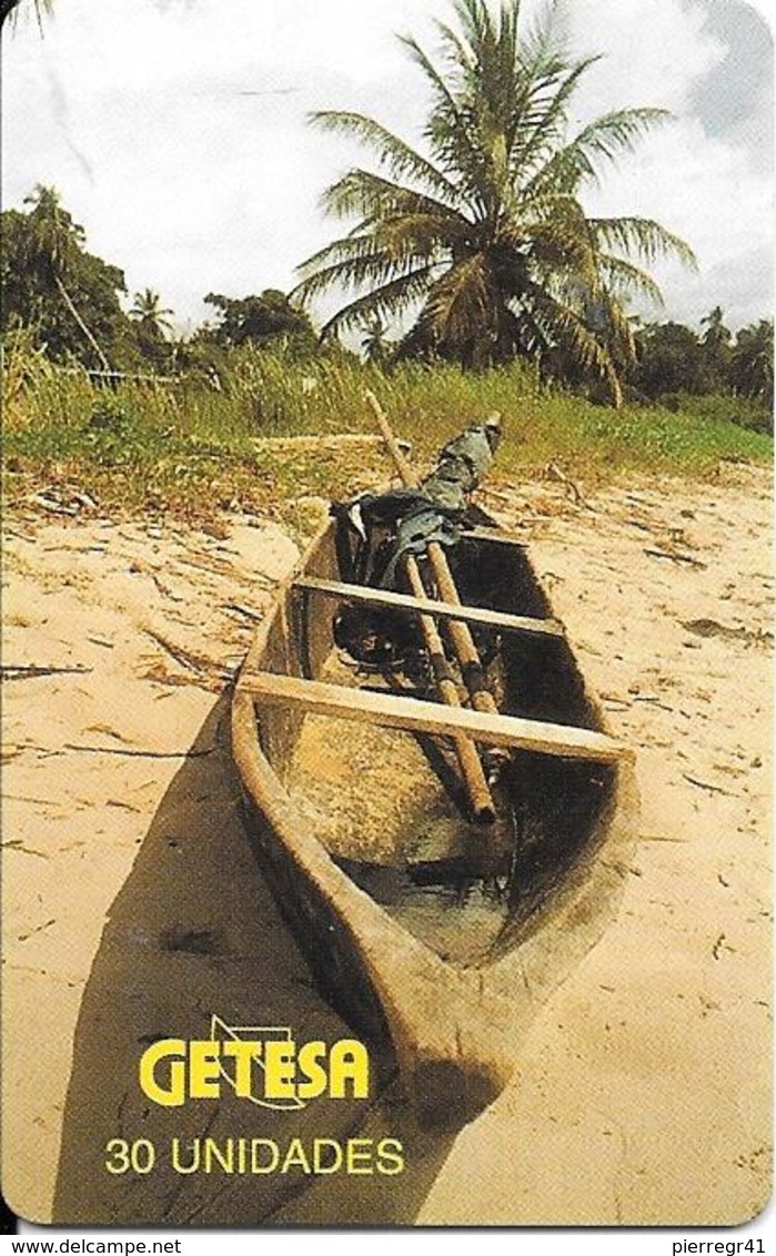 CARTE-PUCE-GUINEE-EQUATORIALE-30U.T-SC7-Schlum-PIROGUE-UTILISE-TBE - Guinée-Equatoriale