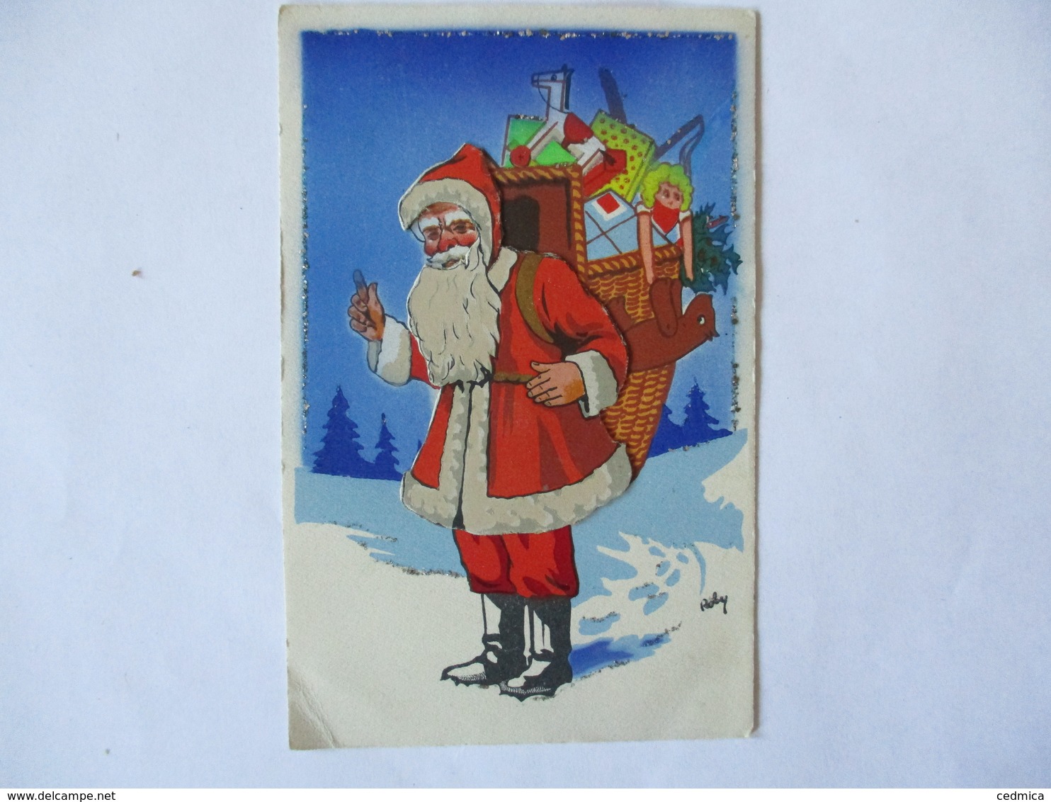 LE PERE NOËL ET SA GRANDE HOTTE REMPLIE DE CADEAUX ILLUSTRATEUR ROBY - Santa Claus