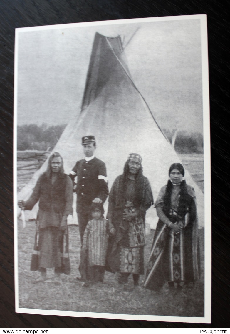 Oregon Native Americans With Soldier In Front Of TeePee Postcard Not Posted - Native Americans