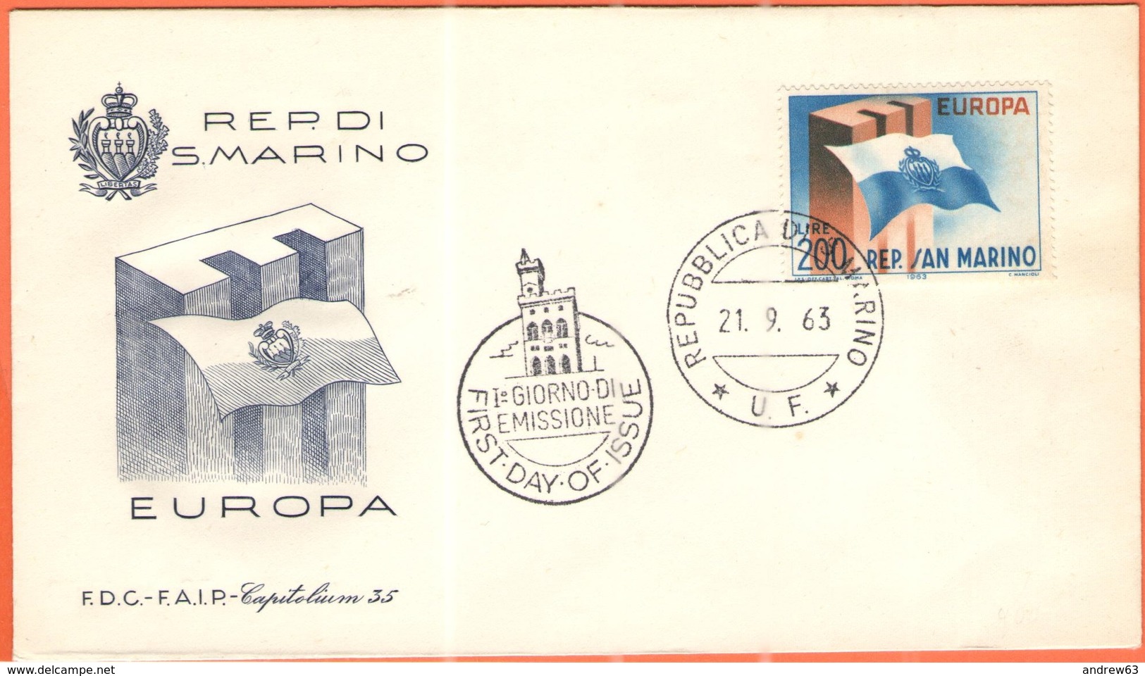 SAN MARINO - 1963 - Europa CEPT - FDC - Capitolium - 1963