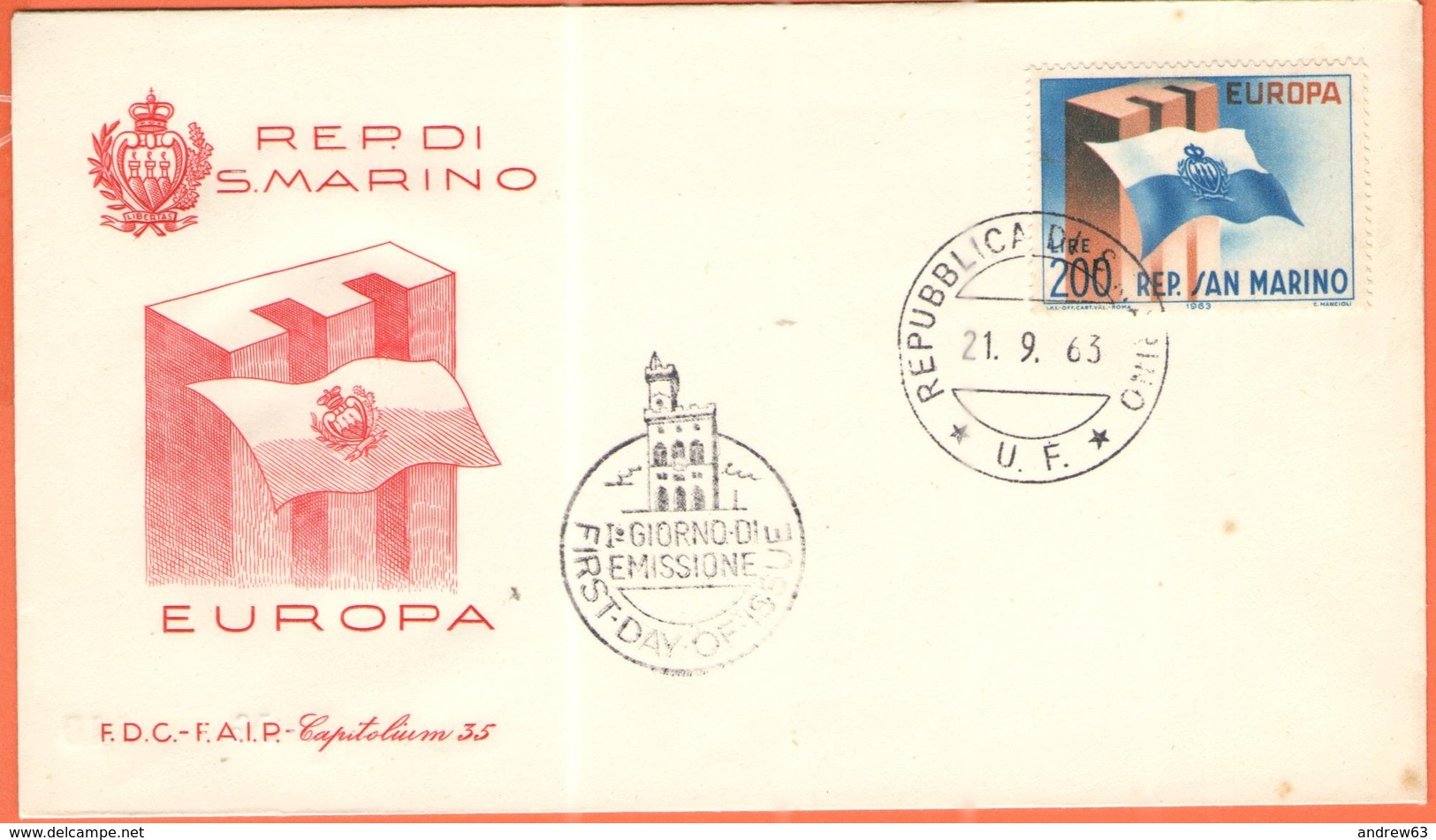 SAN MARINO - 1963 - Europa CEPT - FDC - Capitolium - 1963