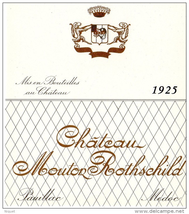 Etiquette Vin Mouton Rothschild, 1925, 75 Cl - Red Wines