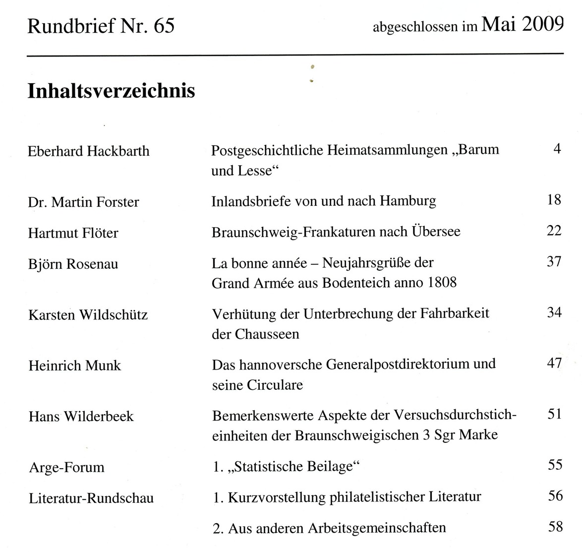 ArGe Hannover + Braunschweig Rundbrief 65 - März 2009 - Brunswick