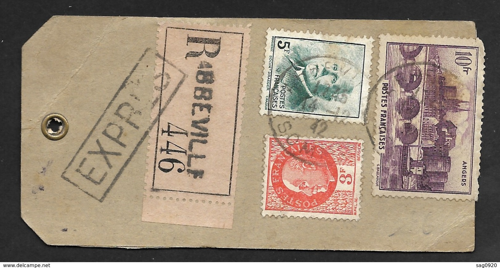 Etiquette D'envoi-Recommandé De Abbeville Somme-Expres-1942 - 1921-1960: Période Moderne