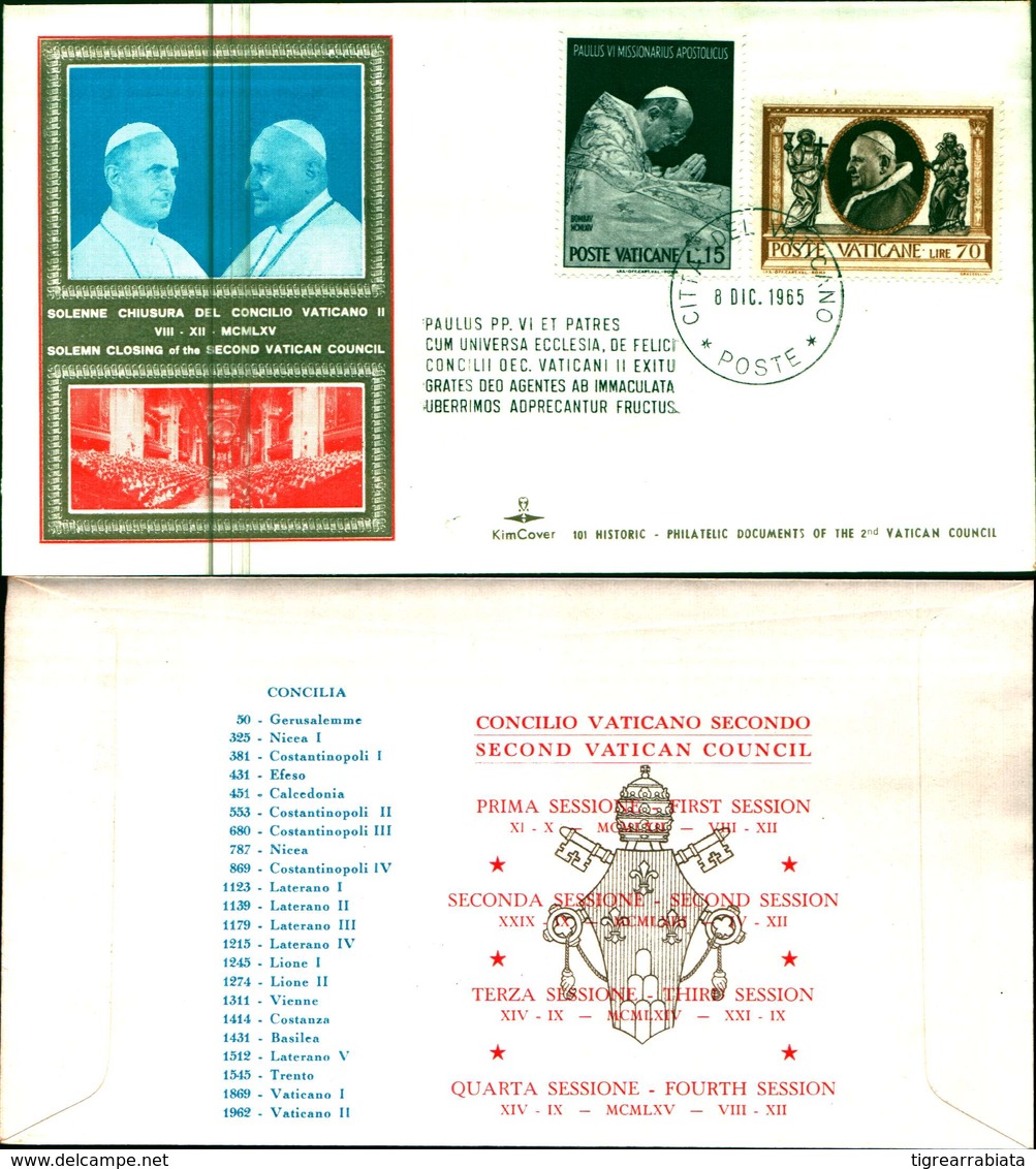 12086a)F.D.C.serie SOLENNE CHIUSURA DEL CONCILIO VATICANOII.8-12-65 KIM COVER - FDC